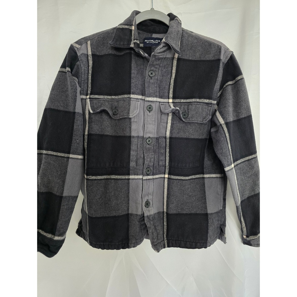 Abercrombie Fitch Plaid Flannel Shirt‎ Jacket Soft A F Collection Black Grey XS